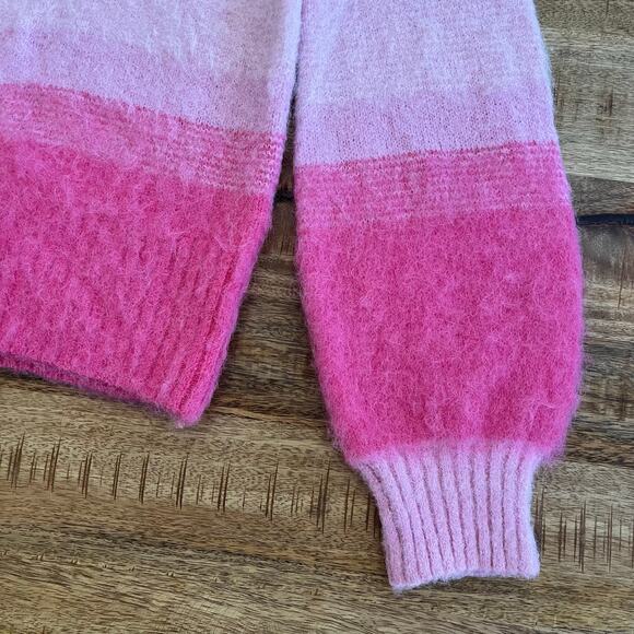 Banana Republic Sweater Womens XS Rainbow Ombre Stripe Alpaca Blend Red Pink - Picture 6 of 9